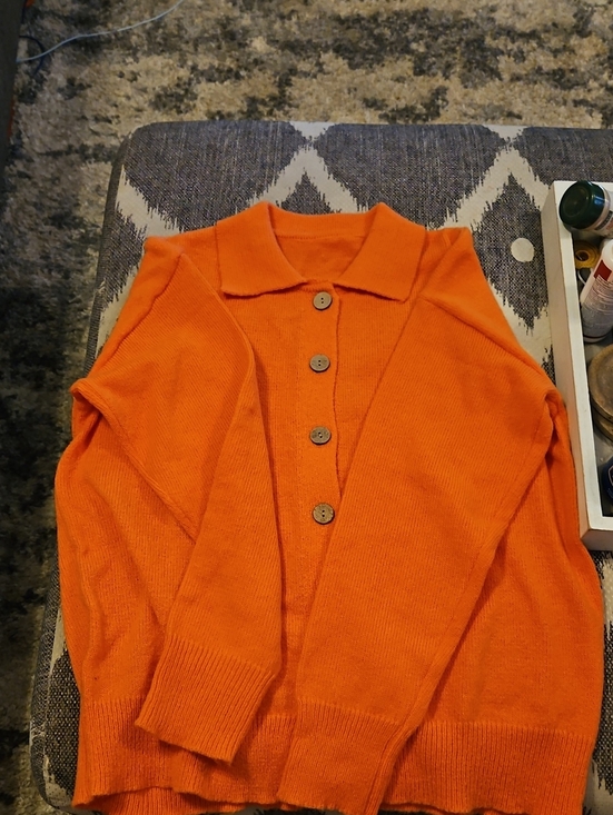 Sweaters - Orange Button-Front Women’s Sweater